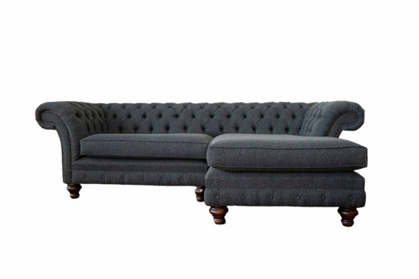 Chesterfield Narożnikowa kanapa Materiał Design Kanapa Siedziba Sofa Włókienniczy Narożnik Nowość