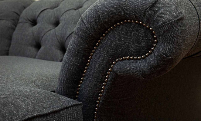 Chesterfield Narożnikowa kanapa Materiał Design Kanapa Siedziba Sofa Włókienniczy Narożnik Nowość