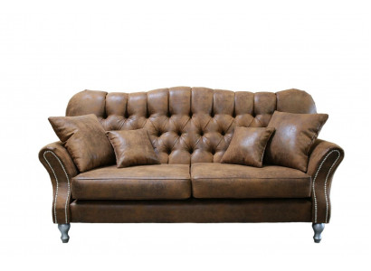 Sofa Kanapa Podkładka 3 miejsce do siedzenia Skóra Sofy Kanapy Siedziba Chsterfield Design