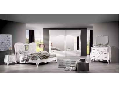 Sypialnia 5 szt. Zestaw Łóżko 2x Szafki nocne Szafa Modern Meble