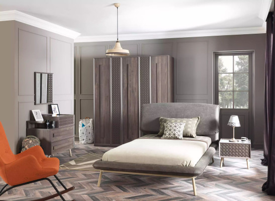Kredens Szafa Drewno Komody Sypialnia Design Kredens Szary Luksus