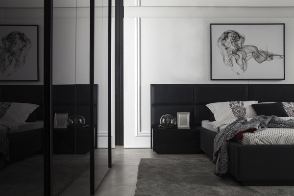 Czarna Sypialnia Luxury Meble Szafa Kredens Szafki nocne 5szt.