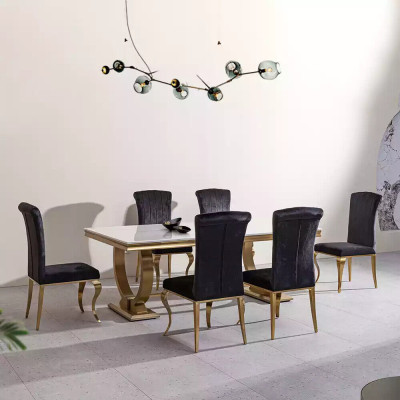 Designerskie Prostokątne Stół obiadowy jadalnia Meble Luksusowe Stoły Ze Stali Nierdzewnej