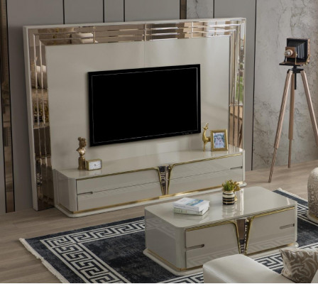 Nowoczesny stolik kawowy meble do salonu meble ze stali nierdzewnej Drewno design beż
