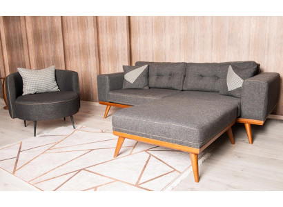 Szary salon Narożnikowa kanapa Grupa kanap Noble Luxury Meble Modern Sofas