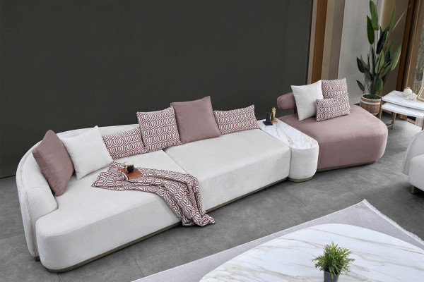 Żywy krajobraz Sofa Tkaninowa Różowa Duża Sofa Sofa Tapicerowana Nowoczesne Sofy