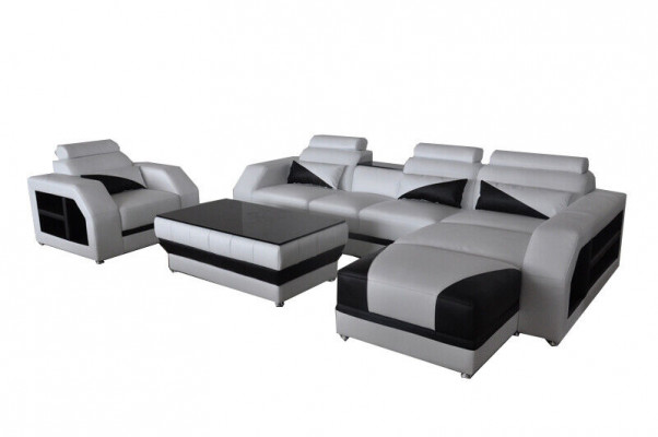 Design Narożnikowa kanapa Kanapa Podkładka Ustawiać Automatyczna Sofa Relaks Funkcja Nowa Skóra