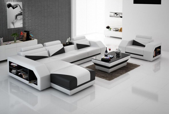 Design Narożnikowa kanapa Kanapa Podkładka Ustawiać Automatyczna Sofa Relaks Funkcja Nowa Skóra