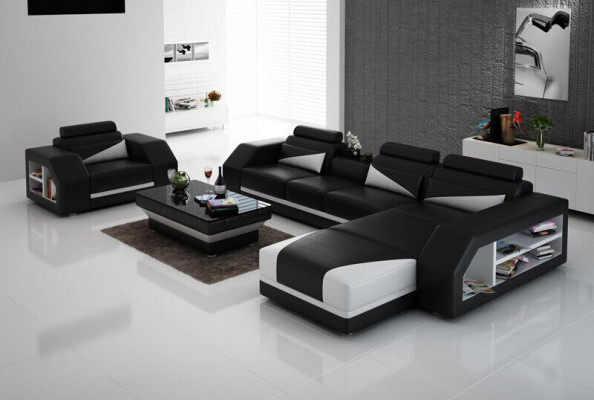 Design Narożnikowa kanapa Kanapa Podkładka Ustawiać Automatyczna Sofa Relaks Funkcja Nowa Skóra
