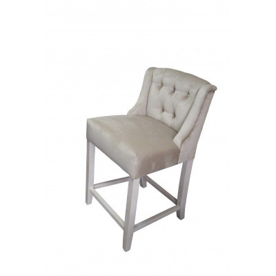 Jasnoszary, designerski stołek barowy Chesterfield, luksusowy, jednoosobowy fotel