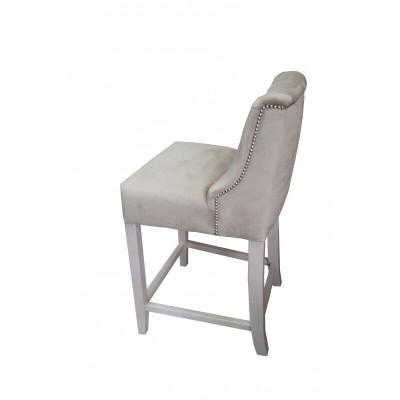 Jasnoszary, designerski stołek barowy Chesterfield, luksusowy, jednoosobowy fotel