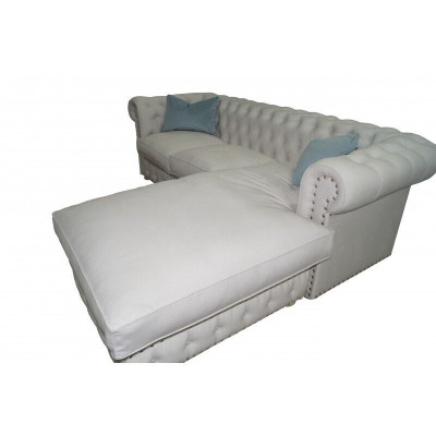 Sofa Aksamit Narożnikowa kanapa Chesterfield Włókienniczy Materiał Narożnik Podkładka Couch Zestaw narożny