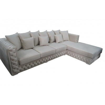 Chesterfield Design Sofa Corner Couch Podkładka Siedziba Zestaw narożny Modern Włókienniczy