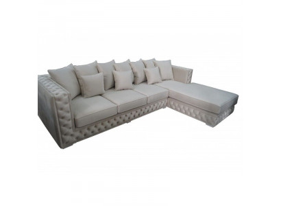 Chesterfield Design Sofa Corner Couch Podkładka Siedziba Zestaw narożny Modern Włókienniczy