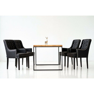 Brązowy metalowy stelaż do jadalni Tabela Designer x6 Krzesła tapicerowane Chesterfield 7 sztuk. ustawić