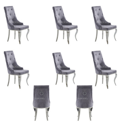 6x Krzesło Chesterfield Designer Podkładka Krzesła Siedziba Włókienniczy Ustawić Nowy