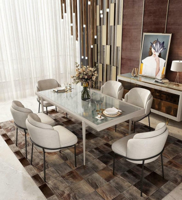 Krzesło Krzesła Podkładka Włókienniczy Materiał Ustawić Kompletny Fotel Designerski 6x