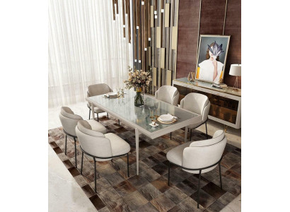 Krzesło Krzesła Podkładka Włókienniczy Materiał Ustawić Kompletny Fotel Designerski 6x