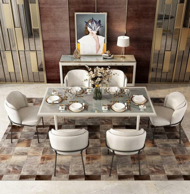 Krzesło Krzesła Podkładka Włókienniczy Materiał Ustawić Kompletny Fotel Designerski 6x