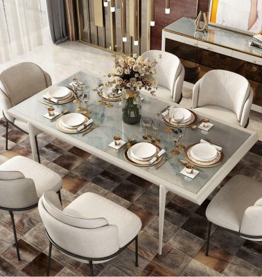 Krzesło Krzesła Podkładka Włókienniczy Materiał Ustawić Kompletny Fotel Designerski 6x