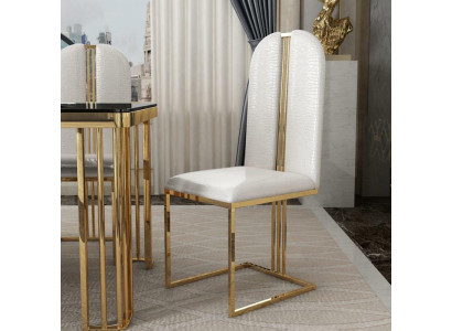 Stal nierdzewna Krzesło jadalnia Skóra Krzesło Krzesła Stal nierdzewna Designer Gold