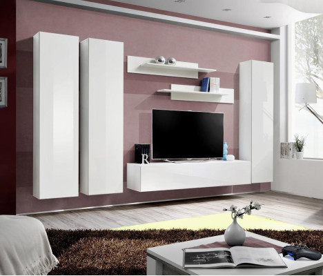 Jednostka ścienna wisząca Gablota designerska stojak TV meble do salonu Drewno