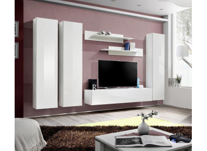 Jednostka ścienna wisząca Gablota designerska stojak TV meble do salonu Drewno