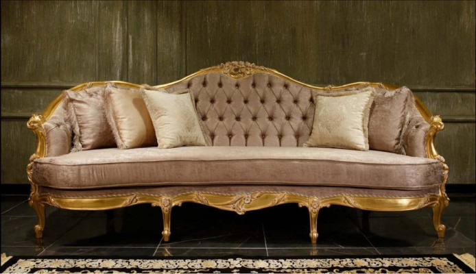 Beżowy Salon Chesterfield Zestaw sofowy Classic 3-miejsce siedzące Fotel