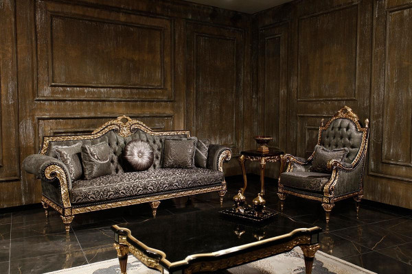 Klasyczny zestaw sofowy Chesterfield 3+1 miejsce do siedzenia Designerski stolik kawowy 3-częściowy