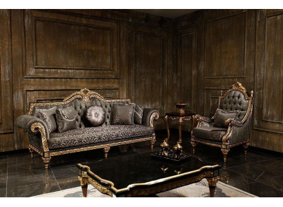 Klasyczny zestaw sofowy Chesterfield 3+1 miejsce do siedzenia Designerski stolik kawowy 3-częściowy