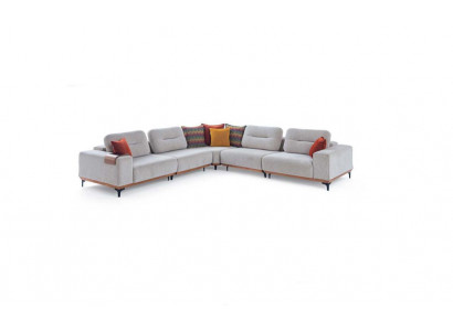 Biała ekskluzywna sofa tapicerowana w kształcie litery L Designerska Narożnikowa kanapa Salon miejsce do siedzenia