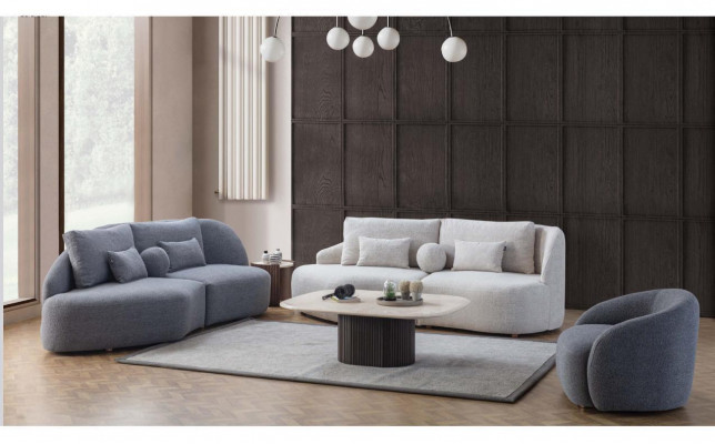Szaro-biały salon Ustawić 3+3 miejsce do siedzenia Designer TextilFotel 3szt