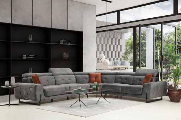 Szara Narożnikowa kanapa Designerska Sofa do Salonu Kanapa W Kształcie L Podkładka Luksusowe Meble Nowoczesne