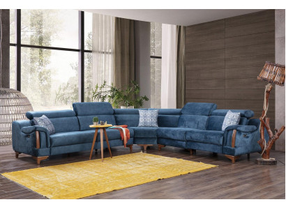 Sofa L-Shape Nowoczesna Niebieska Narożnikowa kanapa Kanapa Living Room Design Nowe Meble