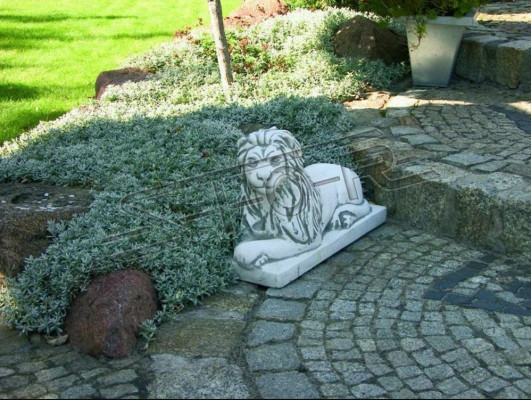 Leżąca statua lwa Figura Dekoracja patio ogrodowego Rzeźba
