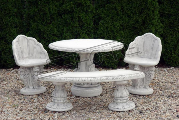 Kamienny stół tarasowy Dekoracja ogrodowa Meble Elegancki design w stylu Antyk