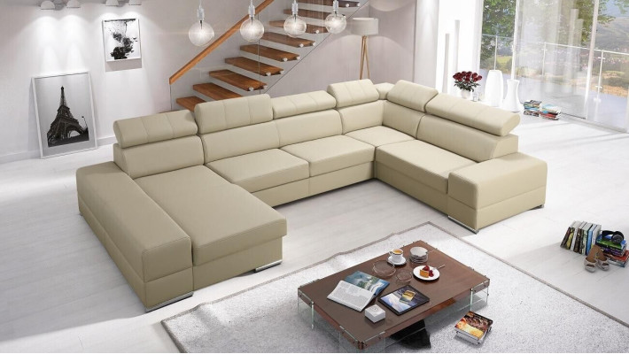 Narożnikowa kanapa Sofa skórzana Design Sofa Narożne sofy U Shape Nowoczesna Podkładka Meble do Salonu