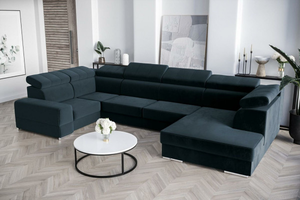 Narożnikowa kanapa Kształt U Sofa Kanapa Włókienniczy Sofy Design Żywy krajobraz Funkcja łóżka Materiał