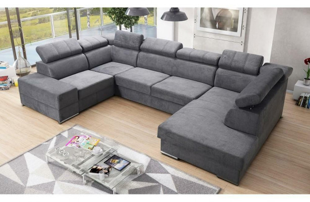 Narożnikowa kanapa Kształt U Sofa Kanapa Włókienniczy Sofy Design Żywy krajobraz Funkcja łóżka Materiał