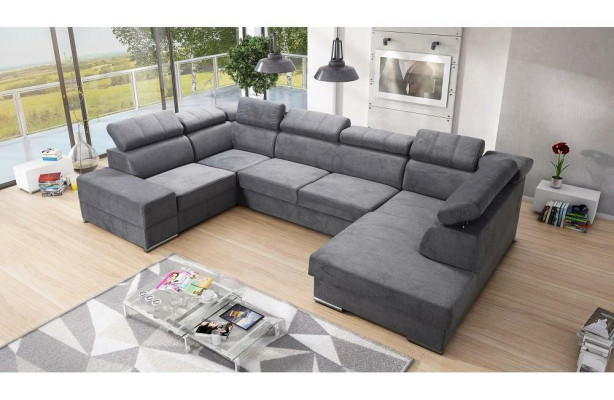 Narożnikowa kanapa Kształt U Sofa Kanapa Włókienniczy Sofy Design Żywy krajobraz Funkcja łóżka Materiał