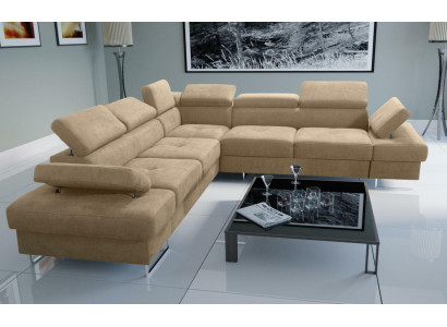 Sofa Kanapa Tapicerka Salon w kształcie litery L Narożnik Tekstylna Skóra Nowy Beżowy Luksus