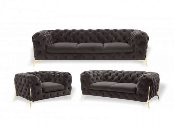 Chesterfield Couch Podkładka Siedziba Ustawić 3+1+1 miejsce siedzące Aksamit Designer Couches Nowość