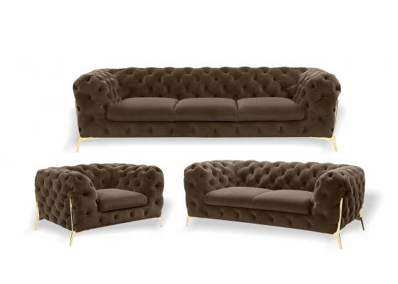 Chesterfield Couch Podkładka Siedziba Ustawić 3+1+1 miejsce siedzące Aksamit Designer Couches Nowość