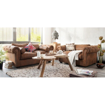 Chesterfield Zestaw sofowy 3+2 Kanapa Zestaw Podkładek Sofy Kanapy Nowa Sofa Skóra