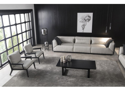 Zestaw z 4 Sztuka biała sofa Fotel stolik kawowy średni miękki luksus