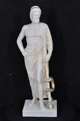 Statua Popiersie Eskulapa z Węża Apteka Doktor Rzeźba Rzeźby Figurki 0042