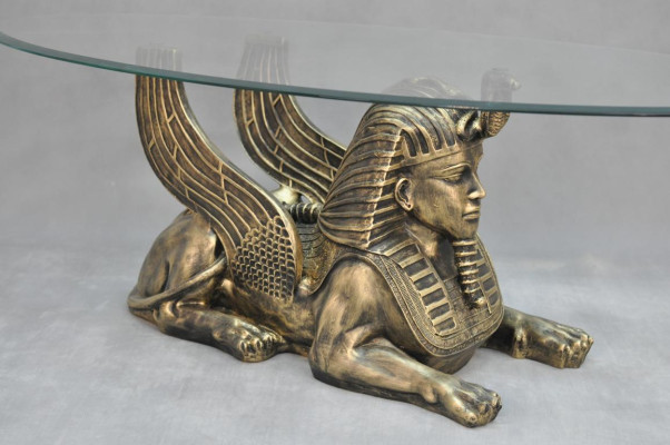 stolik kawowy Tabela stoliki szklane stoły Stolik boczny Faraon Sphinx Szkło Egypt 120x60cm