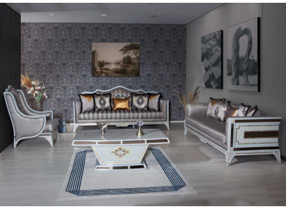 Klasyczny Zestaw sofowy Royal Style Meble Sofa Zestaw wypoczynkowy stolik kawowy 4szt