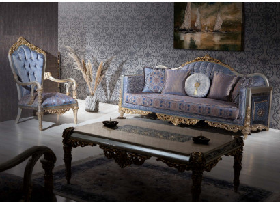 Sofa barokowa Chesterfield 3+1 miejsce do siedzenia stolik kawowy Zestaw sofowy Meble Podkładka