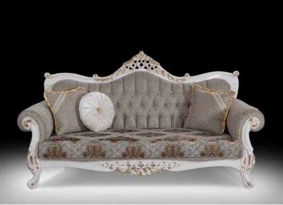 Klasyczna sofa w stylu Chesterfield do salonu Szary salon